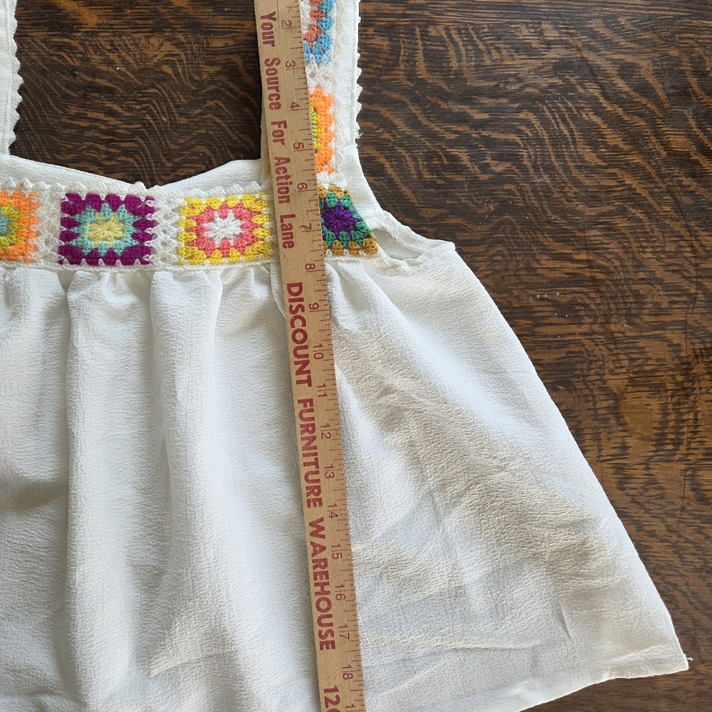 Baby Doll Style Cropped Crochet Strapped Top Size S - Picture 3 of 6